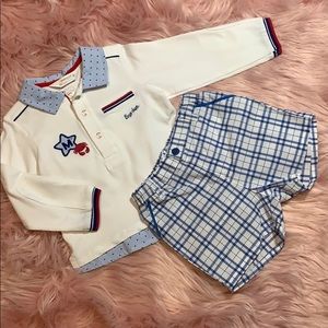 NWT - Mayoral - Long-sleeved Polo w/ Blue Shorts